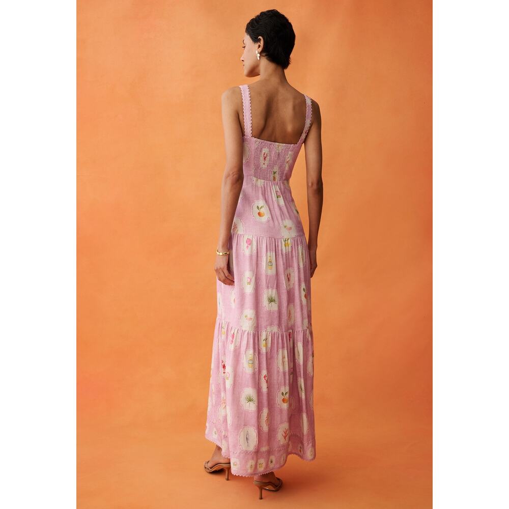 NWT Few Moda ANAYA Ziggy Linen Blend Dress size 4 Pink Beach Tropical Resortwear - Picture 2 of 13